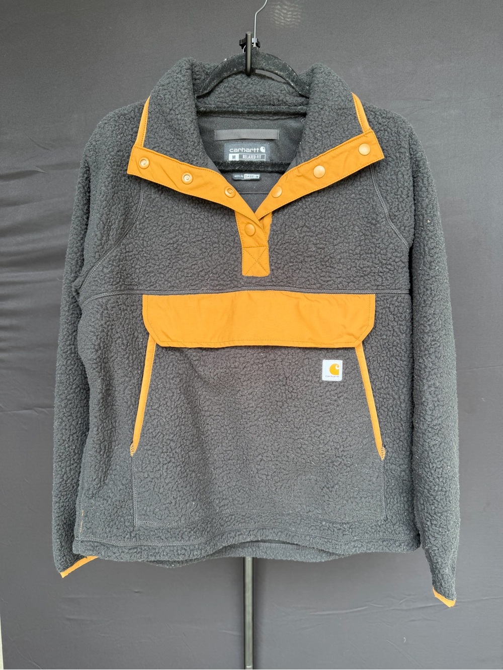 Carhartt Black Fleece Jacket with Brown/Tan Accents - Picture 1 of 4